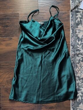 Audrey 3+1 Emerald Green Satin Mini Slip Dress